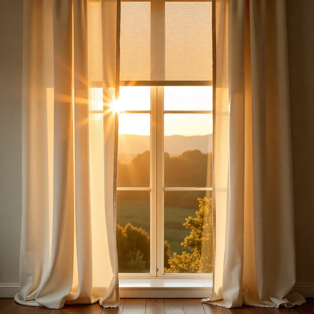 Layered curtain design with organic materials